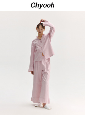 Chyooh明星同款纯棉宫廷风马蹄袖女款睡衣套装可外穿家居服套装