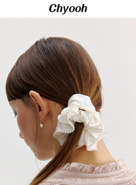 chyooh池攸moonlight·月光白22姆米桑蚕丝气质珍珠真丝发圈