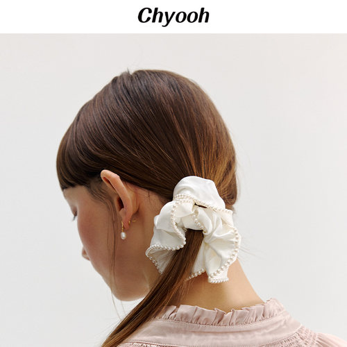 chyooh池攸moonlight·月光白22姆米桑蚕丝气质珍珠真丝发圈