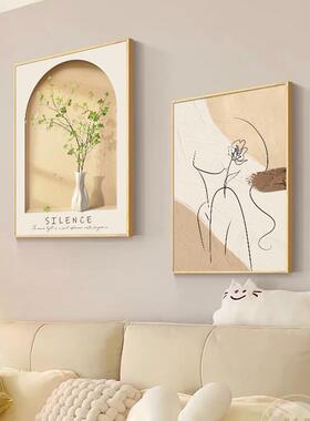 油风床头装饰画抽小清新卧ISQ室房间象组合挂画简奶约温馨客沙厅