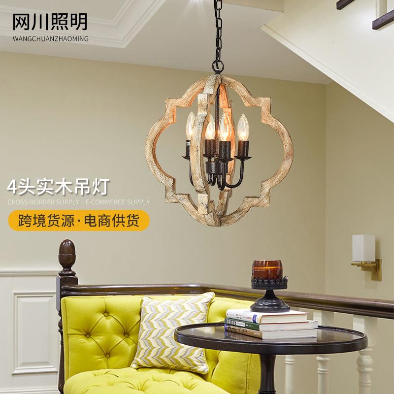 美跨境现货亚马逊式乡村工复古业风吊灯美规简农舍约餐吊灯823卧