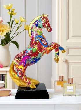 新款转印财跃摆件树脂工艺品玄关客厅家居书马招房装饰JH141034感