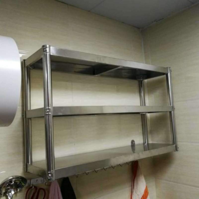 壁挂微波炉架子厨房两层挂墙不锈钢吊架置物架饭店调料上墙架3