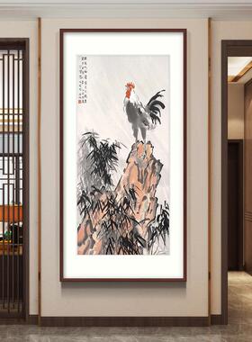 徐画悲鸿国画中式玄关装饰竖版现代水墨挂客厅廊过OEN道壁画画走