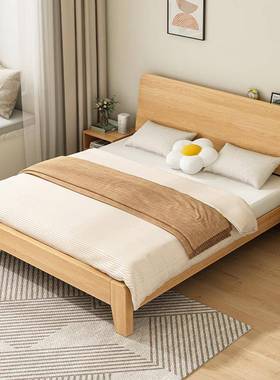 X&实木床双人VPD架床1.58大米床现代简约工厂直销1米2单出人床租