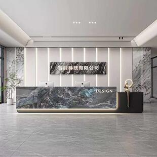 岩板公司前台大理石服务台售楼部大厅接待台物业吧台写字楼柜台