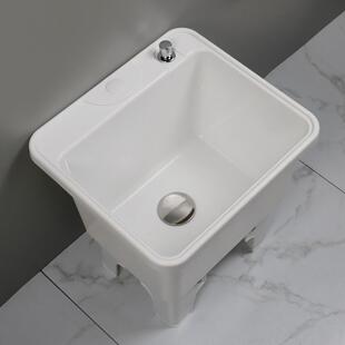 拖槽EMH池家用塑料水池阳台卫生间移动拖布倒水池高脚把洗墩可布