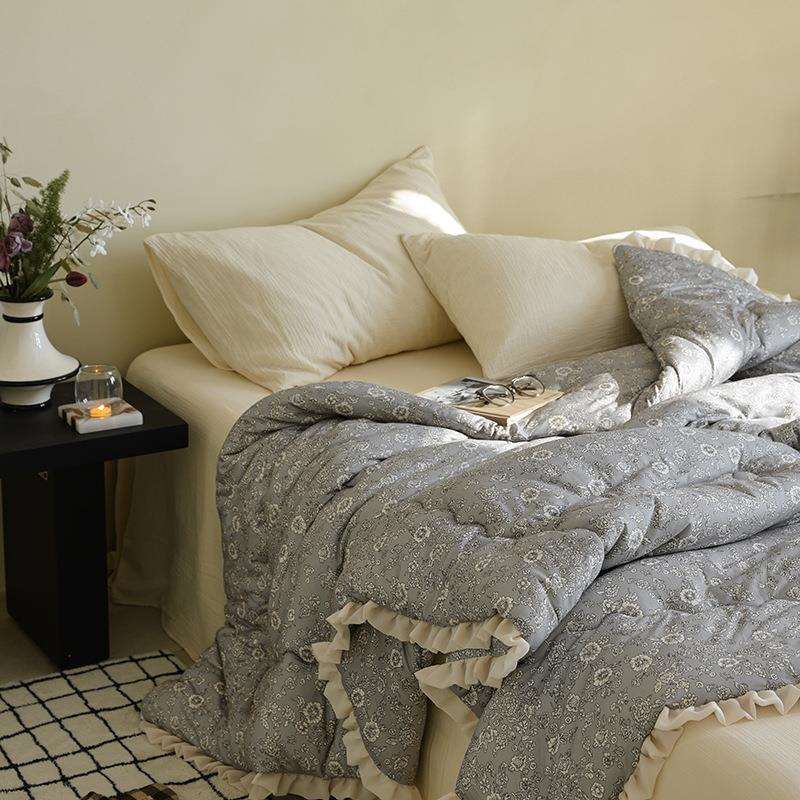 韩云朵棉糖针织棉花边双LYX20241人可版机大豆花纤维被芯洗四季裸