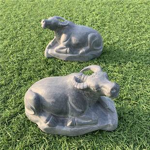 石水牛青石卧牛摆件石牛一对JKJ石材雕刻精雕工艺生品肖雕石头牛