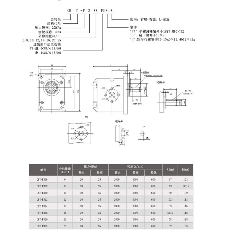 齿轮泵C1BT36F3P7/B/HCBCBT-316FT-3C20F3P7/B/H-BT-325F3P7/B/H