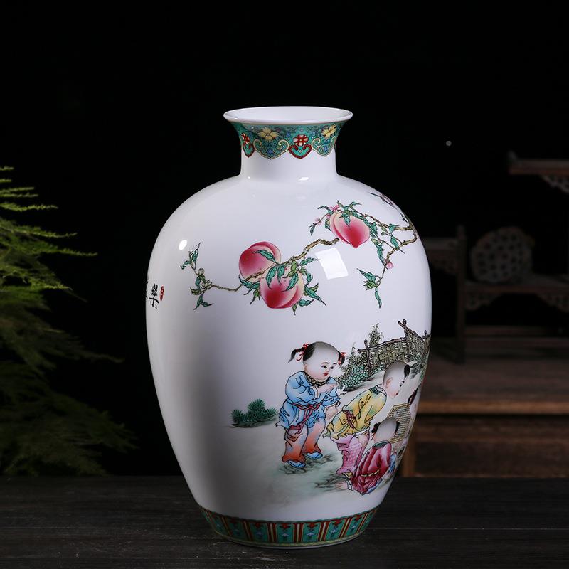 德镇陶瓷花摆件瓶瓷器粉彩MYH新式花景瓶家居客厅古典中装饰工艺