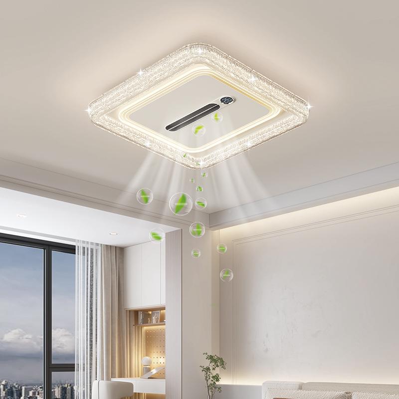 代简约无现叶风灯护眼扇顶灯新2吸款液晶屏数显吸顶风扇灯中山灯