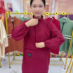 时尚家用新款泼水围裙理发罩衣厨房长袖做饭耐脏上班工作服餐饮