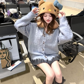 SiCii冬日氛围感V领辣妹慵懒风针织毛衣开衫 外套