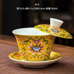 悬停青花瓷盖碗单个大号泡茶碗功夫三才盖M碗茶具家用陶瓷带盖茶