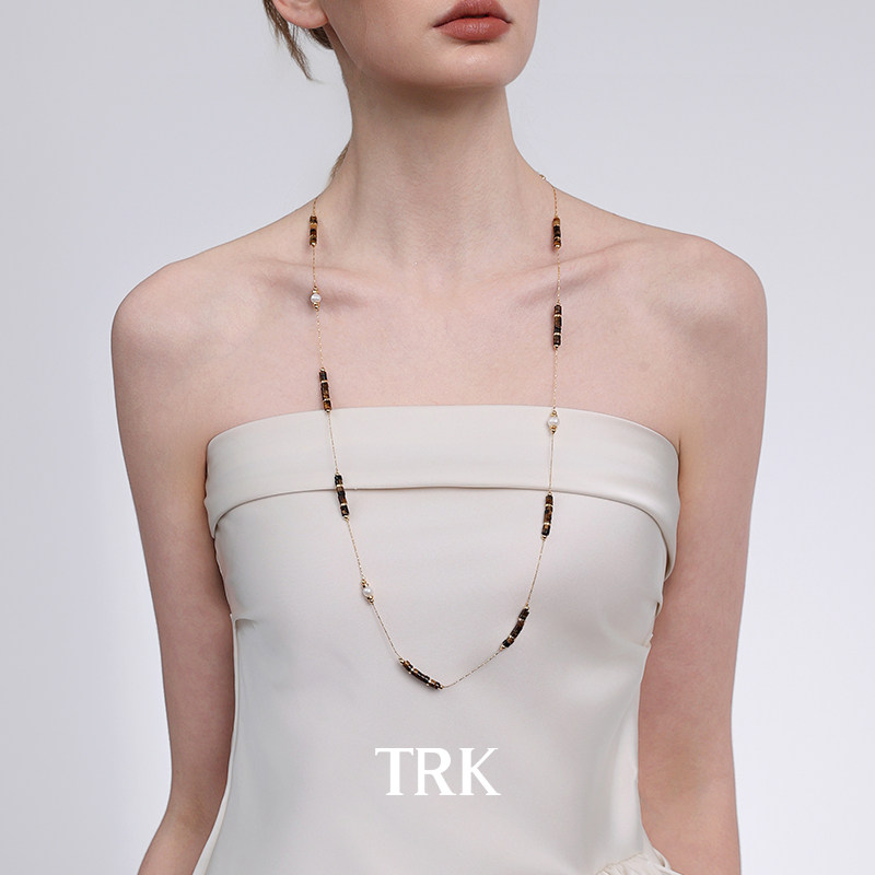 TRK珍珠项链女轻奢小众毛衣链长款项链高级感叠戴颈链配饰锁骨链