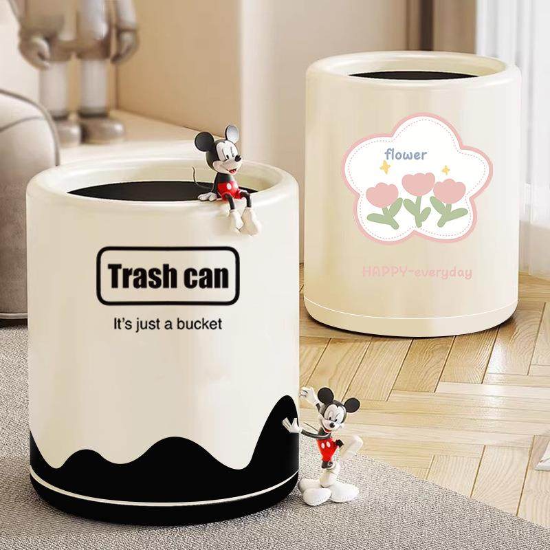 直销新款奶油风垃圾桶家用卧室客厅简约卫生间带盖双层加厚大容量