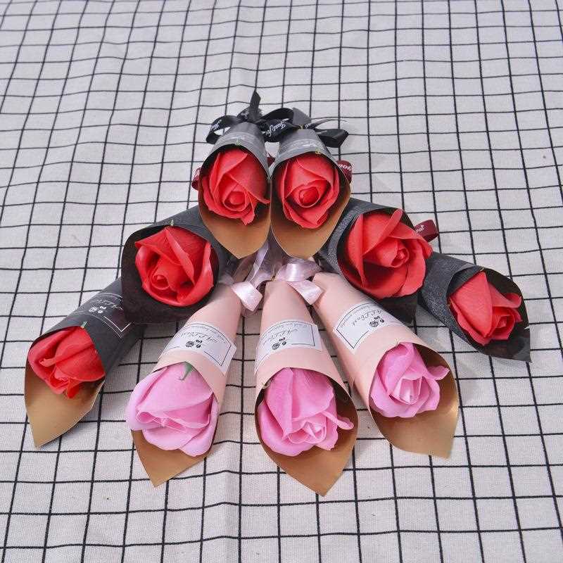 直销新款妇女节单支香皂花玫瑰小花束仿真肥皂花礼盒情人节礼品教