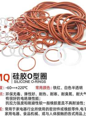 直销新款红色硅胶O型圈防水圈耐高温环保密封圈垫内径69-215mm*线