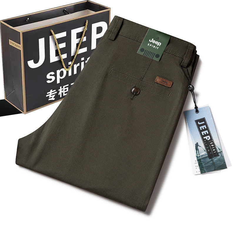 JEEP SPIRIT专柜新款纯棉休闲裤男夏季薄款宽松直筒免烫冰丝裤子