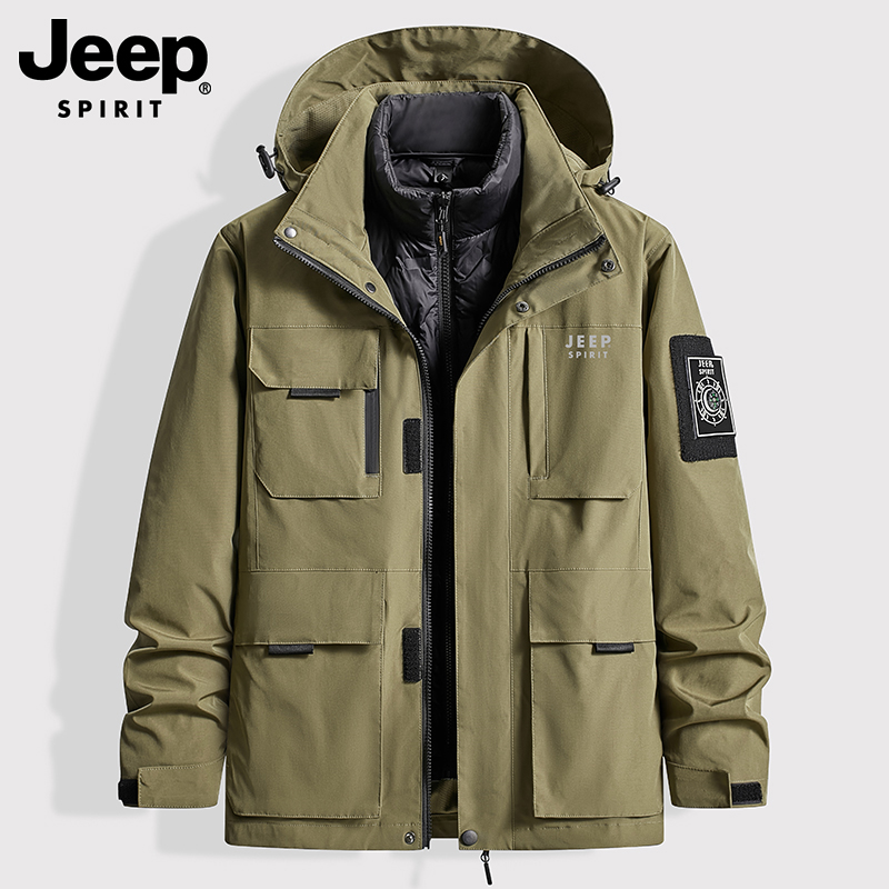 吉普冬季新款户外三合一冲锋夹克
