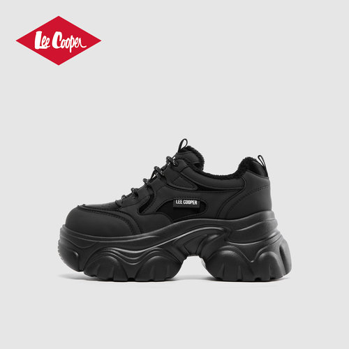 Lee Cooper踩屎感老爹鞋女2025冬季新款厚底加绒保暖棉鞋减震运动