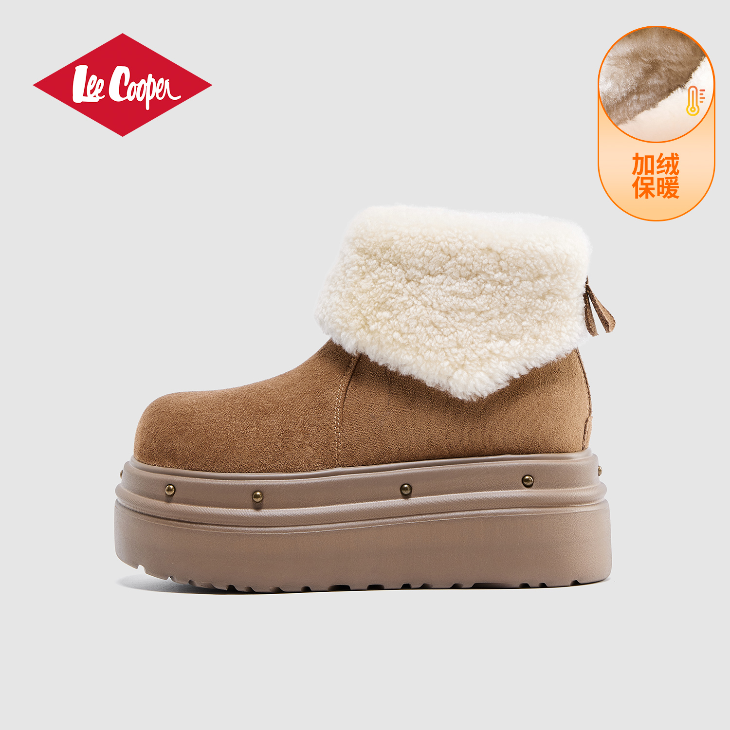 Lee Cooper2025冬季新款雪地靴加绒保暖棉靴厚底增高东北棉鞋女靴