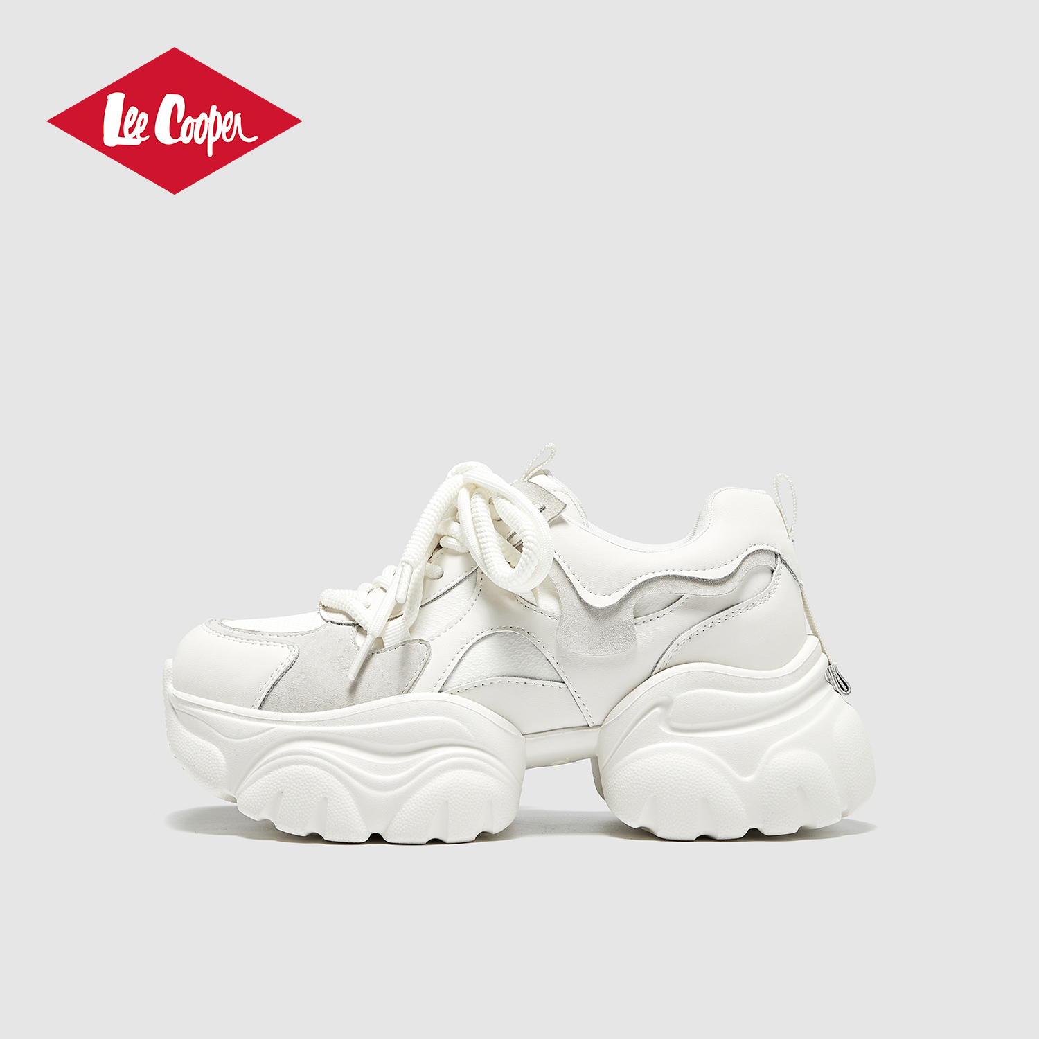 Lee Cooper6cm增高老爹鞋女2026春季松糕鞋百搭ins休闲运动小白鞋