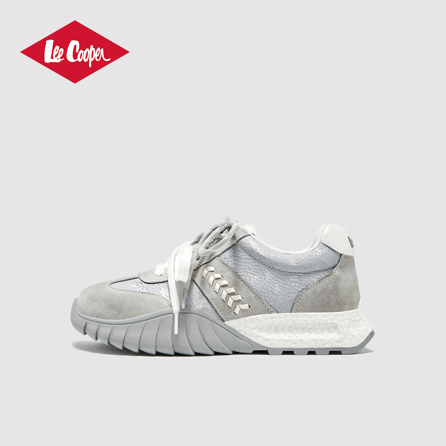 Lee Cooper德训鞋女2026新款春季女鞋透气板鞋运动增高小白鞋