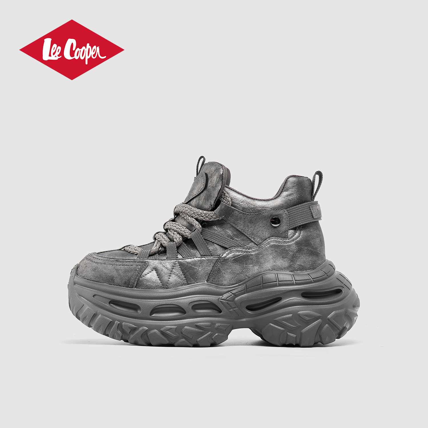 Lee Cooper老爹鞋女2025新款秋冬厚底增高女鞋配阔腿裤皮面运动鞋