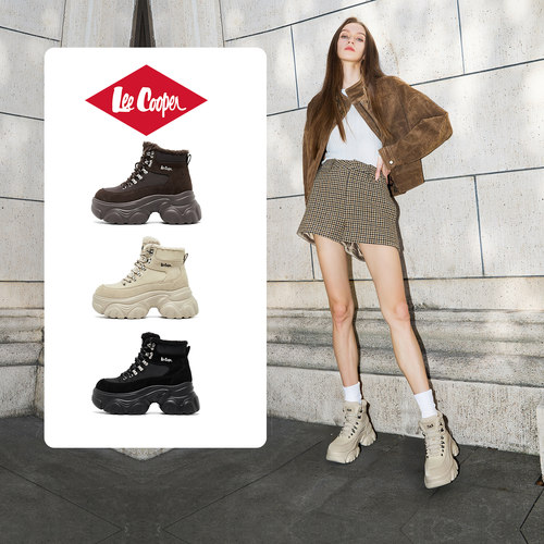 LeeCooper【孟子义同款系列】厚底加绒老爹鞋女冬增高棉鞋雪地靴