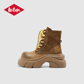 Lee 复古真皮绒面增高户外靴子 秋季 Cooper厚底马丁靴女款 2025新款