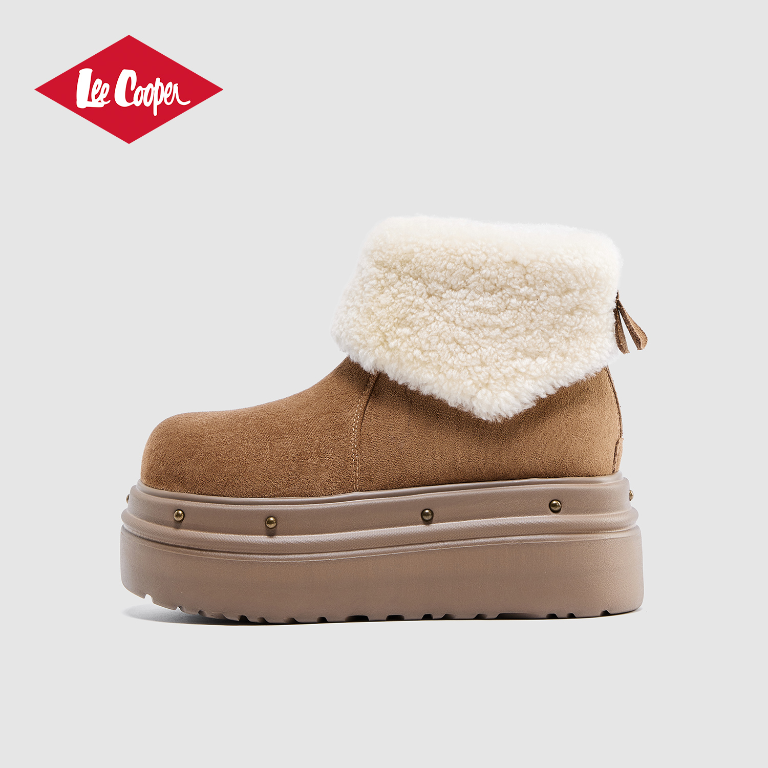 Lee Cooper厚底增高时尚雪地靴女2025冬季新款高跟毛毛鞋棉鞋短靴