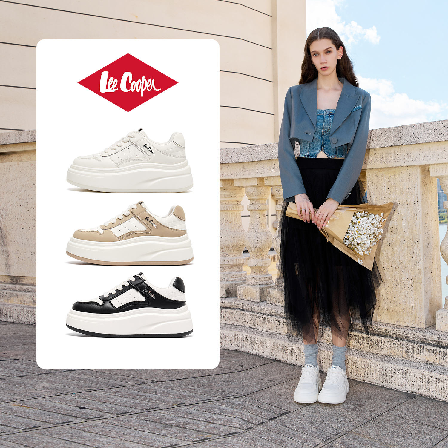 【所有姐姐的衣橱直播间】LeeCooper厚底小白鞋女增高休闲鞋板鞋