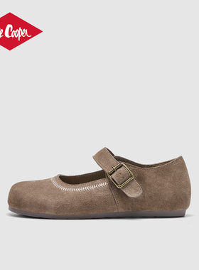 Lee Cooper2026春季日系玛丽珍单鞋女勃肯软木内增高皮面浅口单鞋