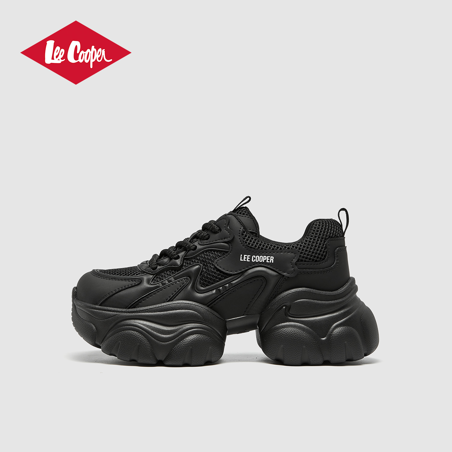 Lee Cooper厚底老爹鞋女增高6cm春季新款系带百搭轻便防滑软底鞋