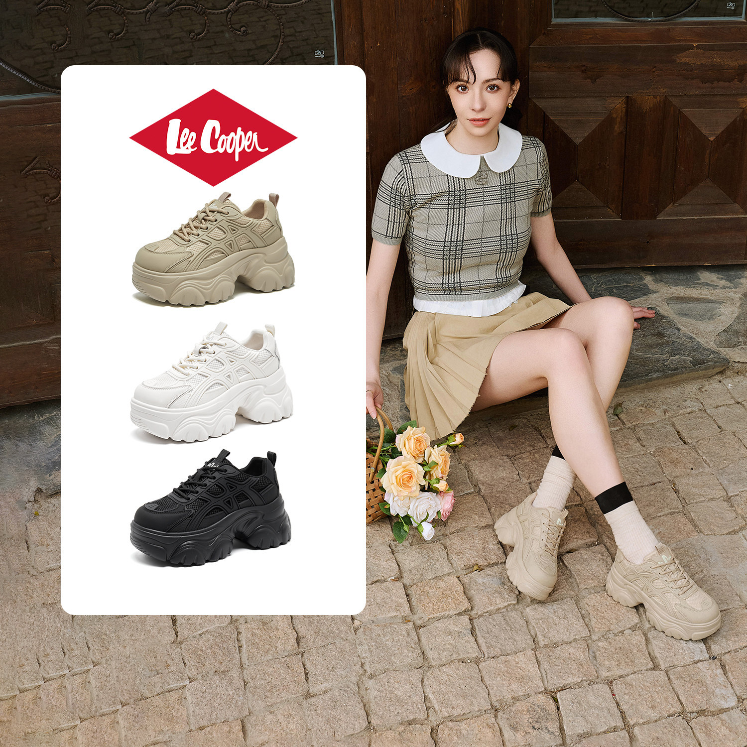 leecooper厚底老爹鞋女2026新款增高软底休闲运动夏季网