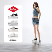 女2026新款 夏季 包头半拖休闲鞋 LeeCooper厚底帆布鞋 8CM增高小白鞋