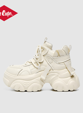 LeeCooper【孟子义同款系列】厚底小白鞋女2025秋季7cm增高老爹鞋