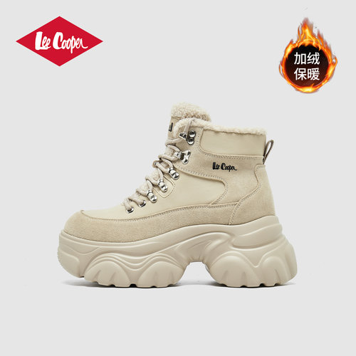 LeeCooper【孟子义同款系列】厚底加绒老爹鞋女冬增高棉鞋雪地靴