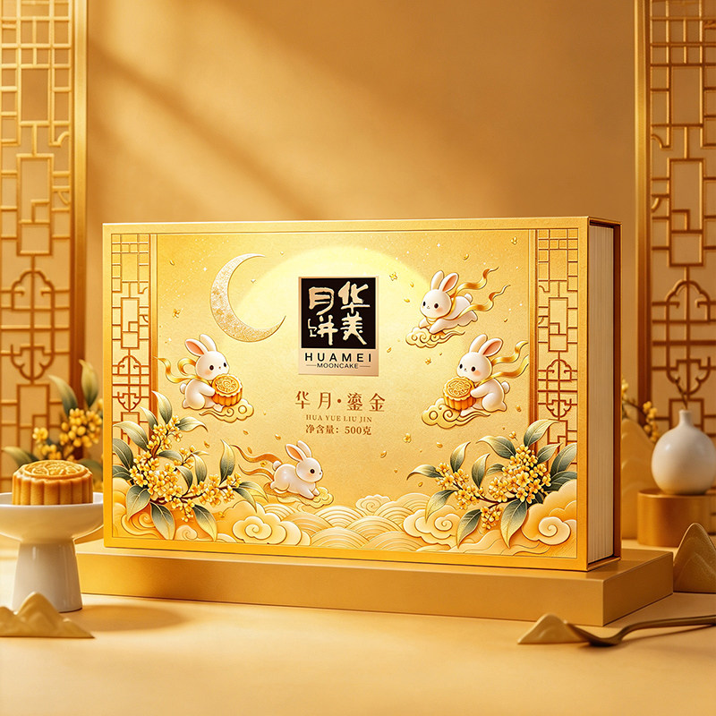 【华美】月饼礼盒2026新款中秋节送人送礼佳品团购华月鎏金500g