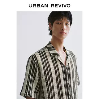UR2026夏季新款男装时尚度假休闲条纹编织开襟衬衫UMF260036