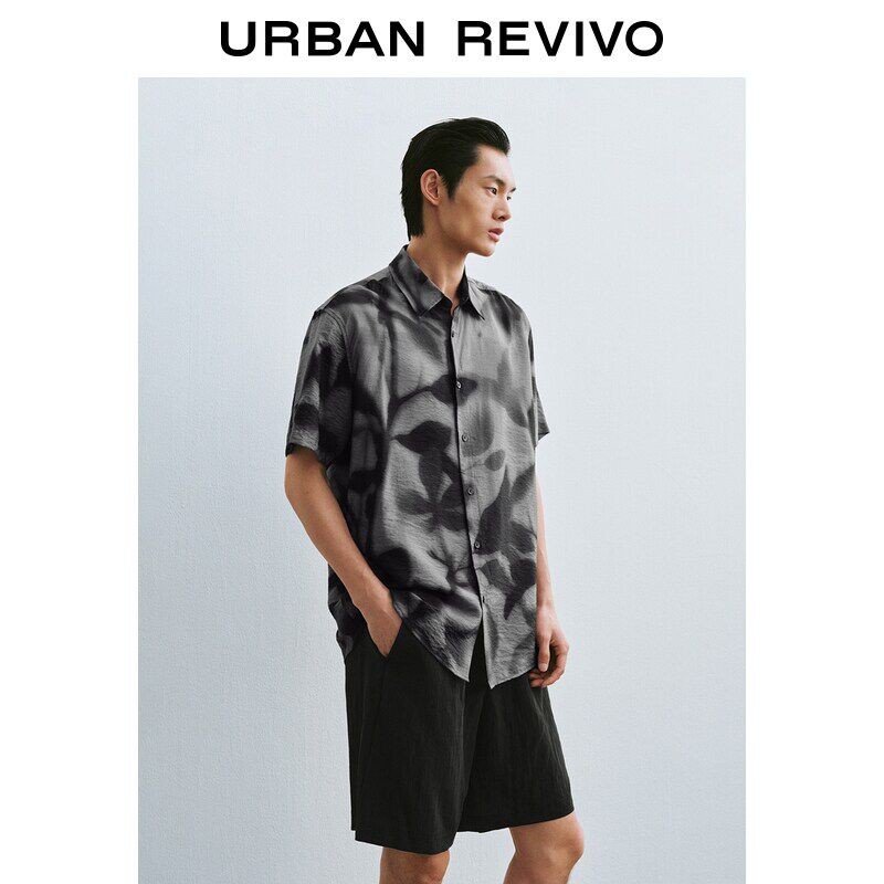 UR2026夏季新款男装时尚度假风花卉印花翻领开襟衬衫UMF260047