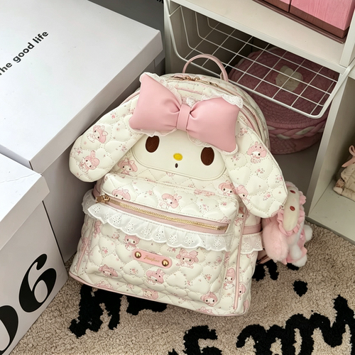 少女风蕾丝蝴蝶结大容量双肩包