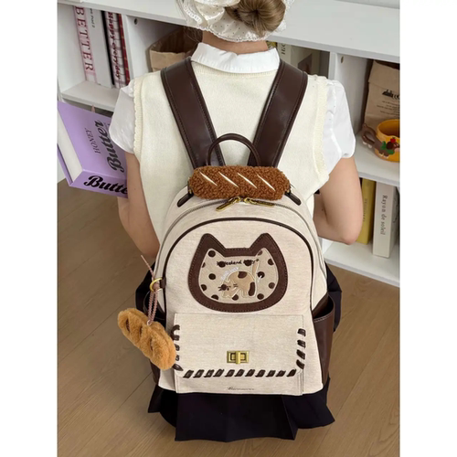 可爱猫咪学院风女双肩包通勤