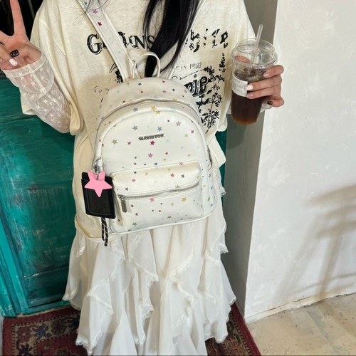 少女风星星印花双肩包包女