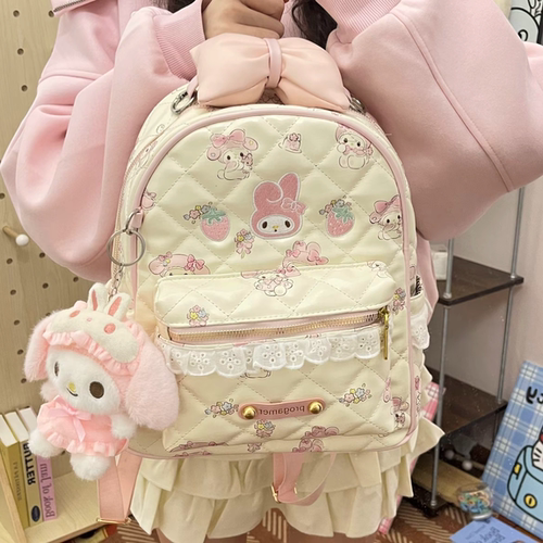 甜美粉色大容量学生双肩书包