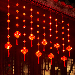 新年装饰灯红灯笼彩灯闪灯串新款庭院过年挂件阳台春节氛围太阳能