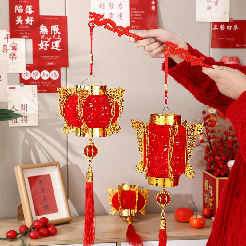 元宵节手提红灯笼儿童花灯新年春灯笼