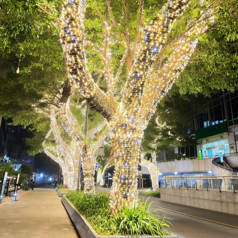新年挂树上彩灯闪灯串满天星装饰灯户外防水太阳能夜景亮化氛围灯